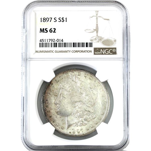 USA Silver 1897-S Morgan Dollar NGC MS62