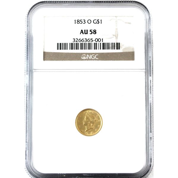 USA Gold 1853-O Dollar NGC AU58