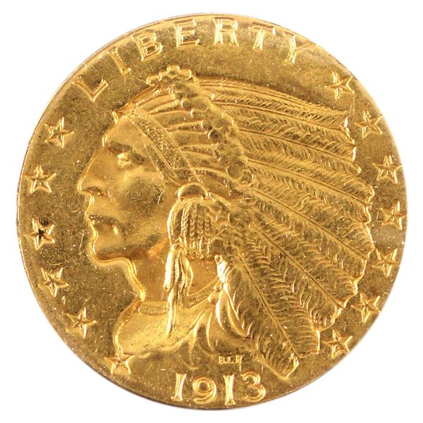 USA Gold 1913 $2.50 Quarter Eagle AU 