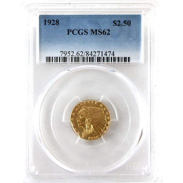 USA Gold 1928 $2.50 Quarter Eagle PCGS MS62