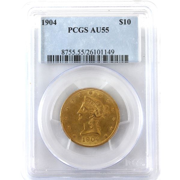 USA Gold 1904 $10 Liberty Head Eagle PCGS AU55
