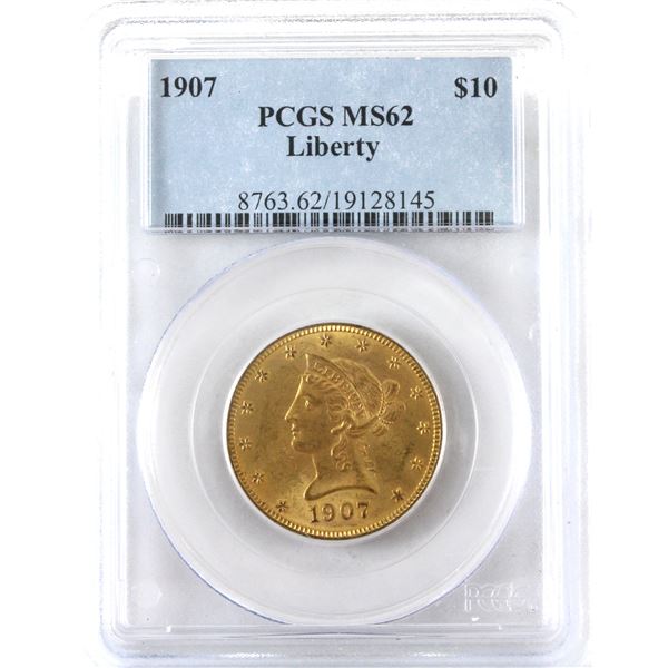 USA Gold 1907 $10 Liberty Head Eagle PCGS MS62