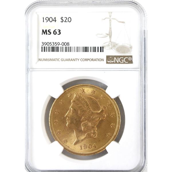 USA Gold 1904 $20 Liberty Head Double Eagle NGC MS63