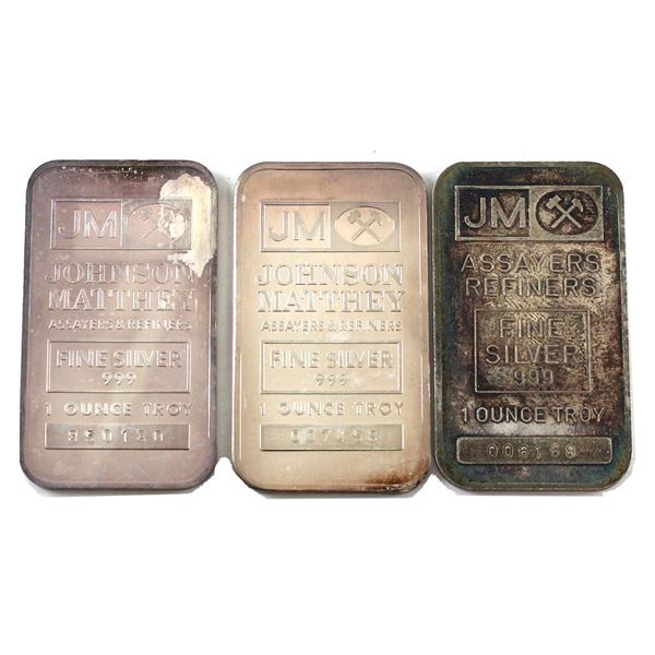 3x 1oz Johnson Matthey Silver Bars. Blank, Hammer, & TD Bank Back Versions. 3pcs. (Tax Exempt) 