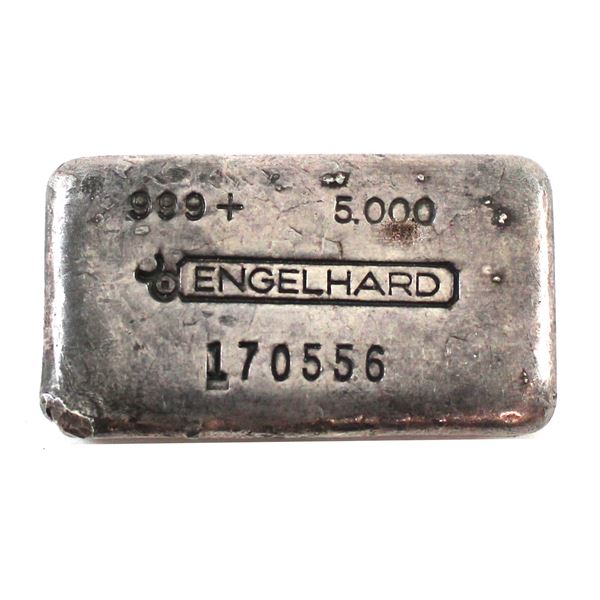 5oz Engelhard Canadian Old Pour Silver Bar 3rd Series 6-digit Mid Hallmark (Tax Exempt) 