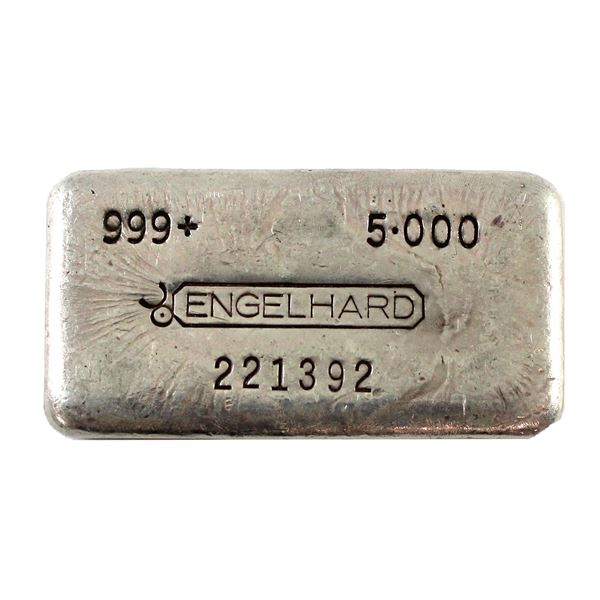 5oz Engelhard Vintage Star Burst Cast Finish 999+ Fine Silver Bar (Tax Exempt)