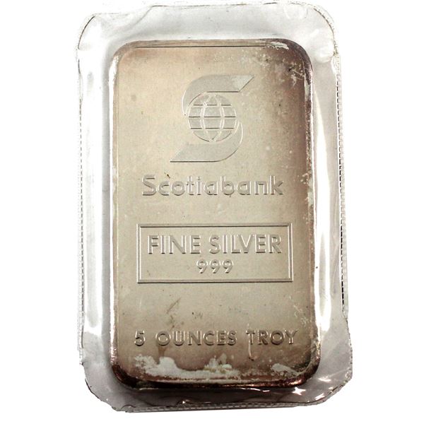 5oz Johnson Matthey Scotiabank Silver Bar. *SCARCE* <500 Mintage!! (Tax Exempt) 