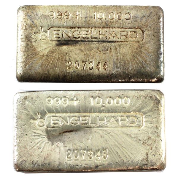 2x 10oz Engelhard Consecutive Vintage Canadian Silver Bars. 2pcs. (Tax Exempt) 