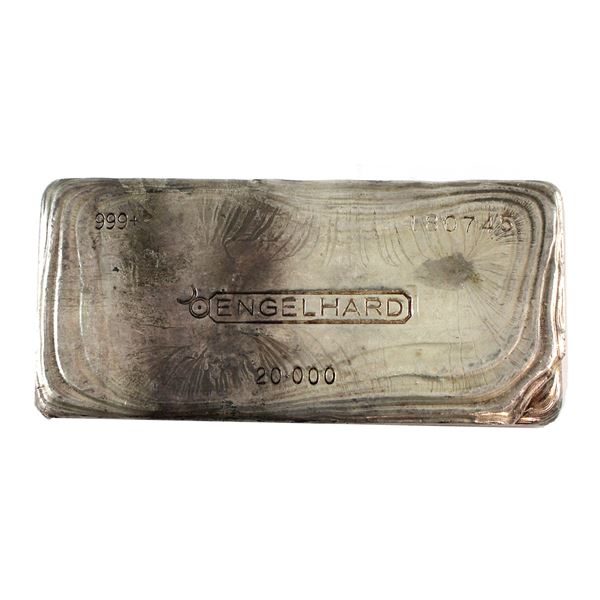 20oz Engelhard  Pour Rings Cast Finish Fine Silver Bar w/ ‘Scribble’ Reverse Pattern *Vintage*
