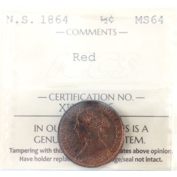 Nova Scotia 1/2-cent 1864 ICCS MS64