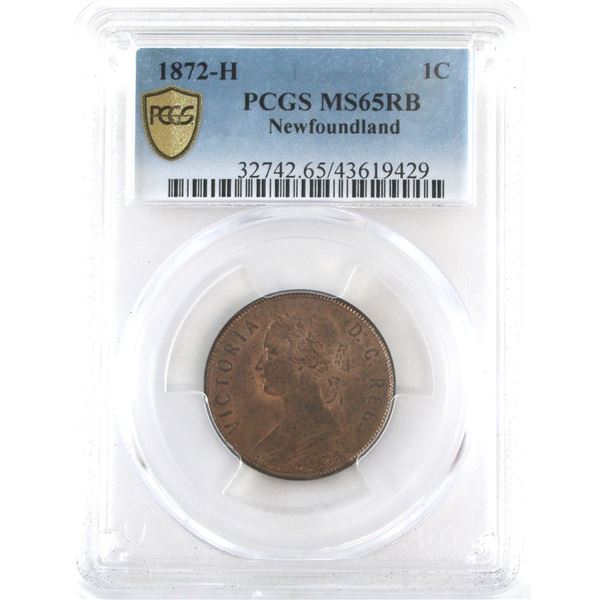 Newfoundland 1-cent 1872H PCGS/ICCS MS65 Red & Brown (Cross Graded)