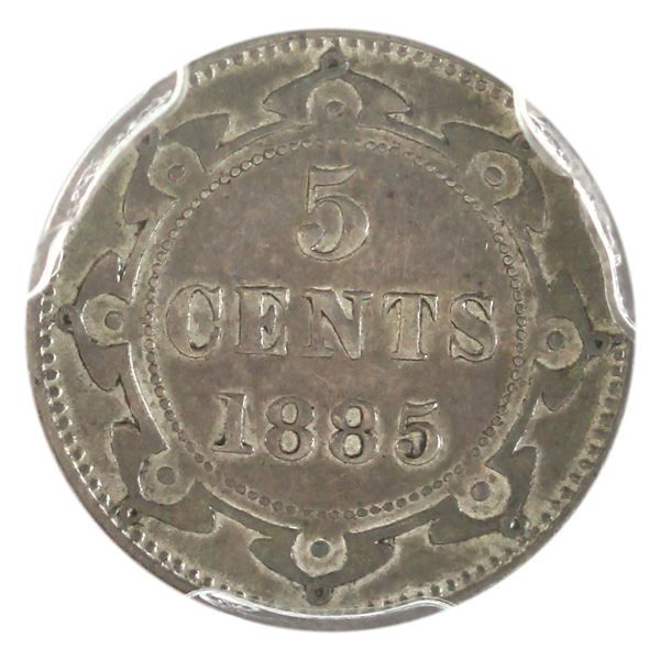 Newfoundland 5-cent 1885 PCGS AU50