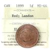 Image 1 : 1-cent 1899 Landon ICCS MS66 Red