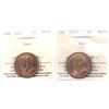Image 1 : 1-cent 1911 & 1913 ICCS MS64 Red. 2pcs.