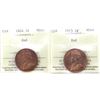 Image 1 : 1-cent 1914 & 1915 ICCS MS64 Red. 2pcs.