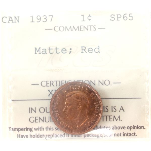 1-cent 1937 Matte ICCS SP65 Red