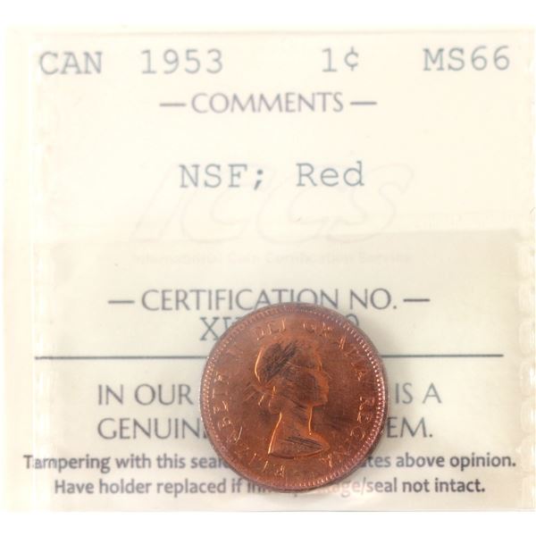 1-cent 1953 NSF ICCS MS66 Red