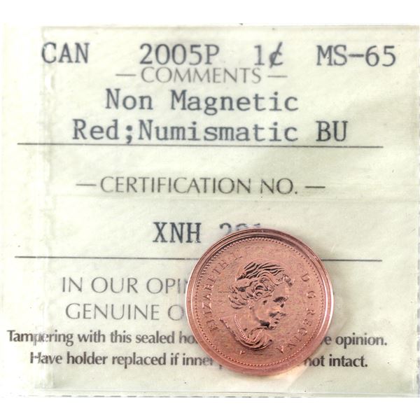 1-cent 2005P Non Magnetic ICCS MS65 Red NBU
