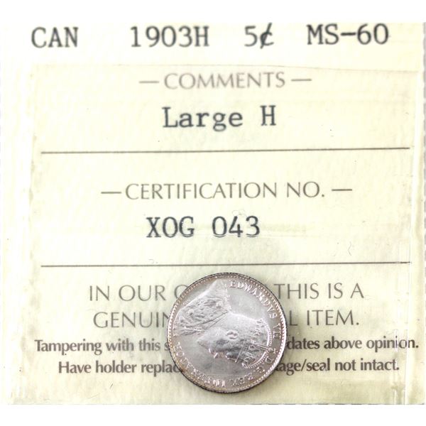 5-cent 1903H Large H ICCS MS60