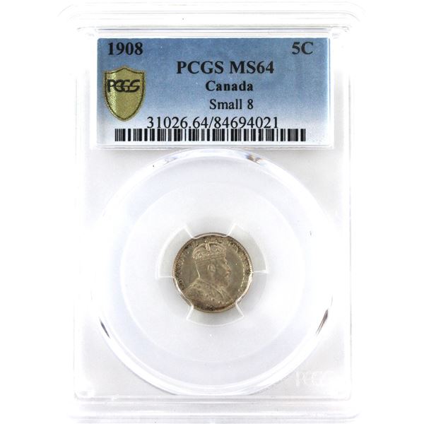 5-cent 1908 Small 8 PCGS MS64