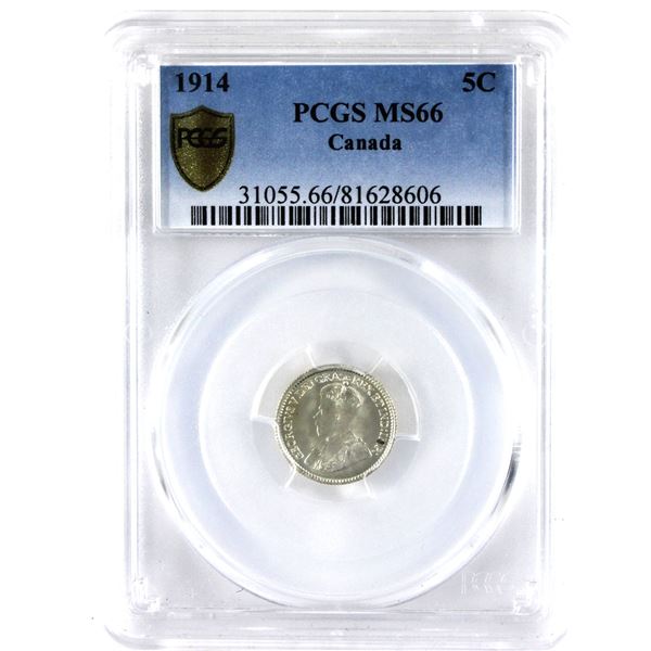 5-cent 1914 PCGS MS66. Blast White with Stunning Satin Lustre. Worth a Premium Bid