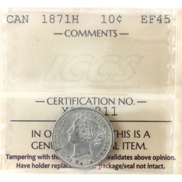 10-cent 1871H ICCS EF45