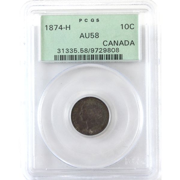 10-cent 1874H PCGS AU58