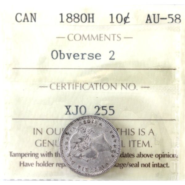 10-cent 1880H Obverse 2 ICCS AU58
