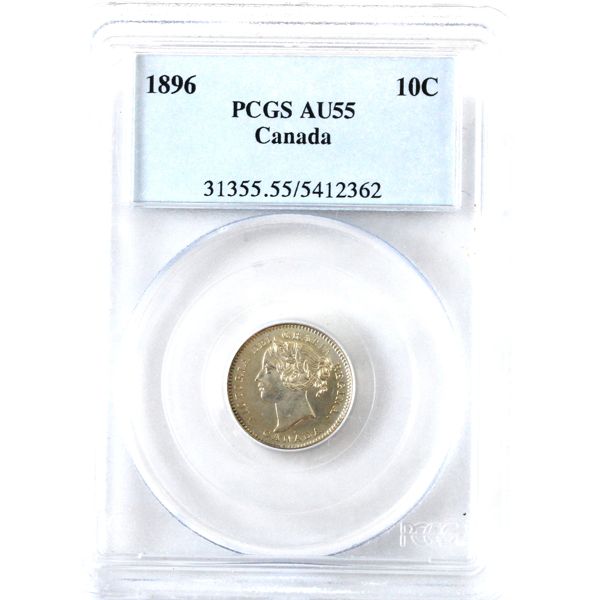 10-cent 1896 Obverse 6 PCGS AU55