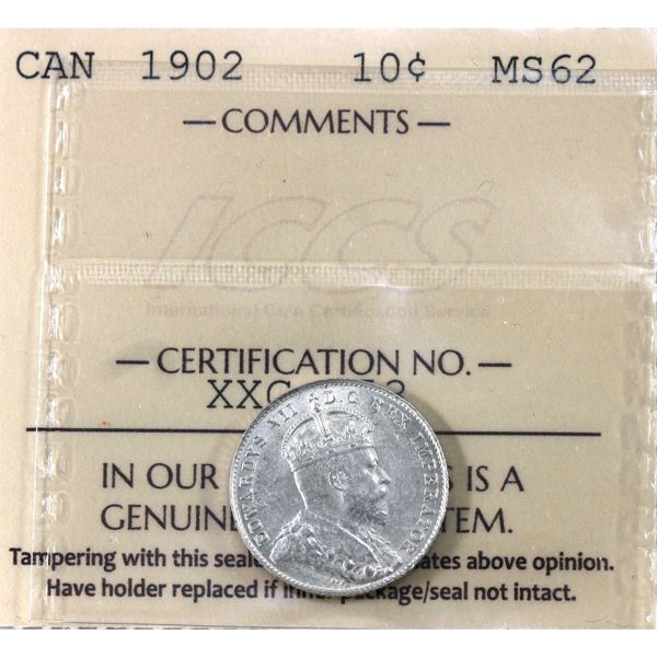 10-cent 1902 ICCS MS62