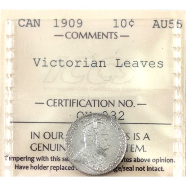 10-cent 1909 Victorian Leaves ICCS AU55
