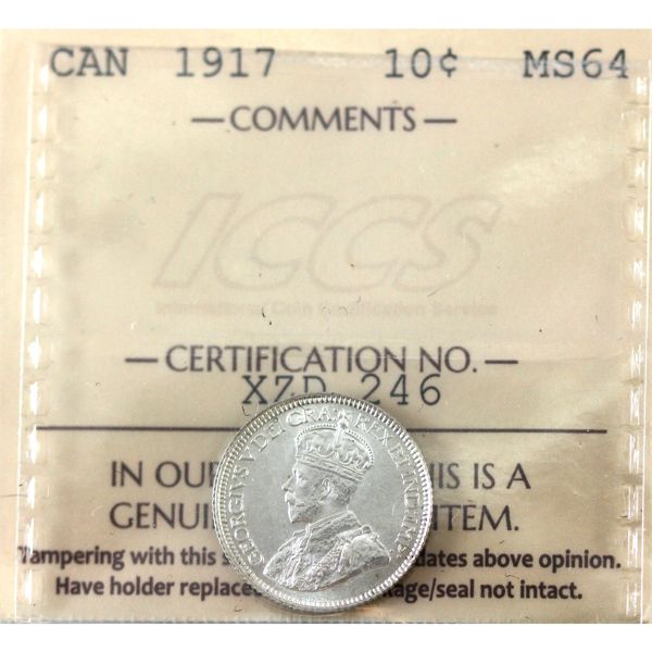 10-cent 1917 ICCS MS64