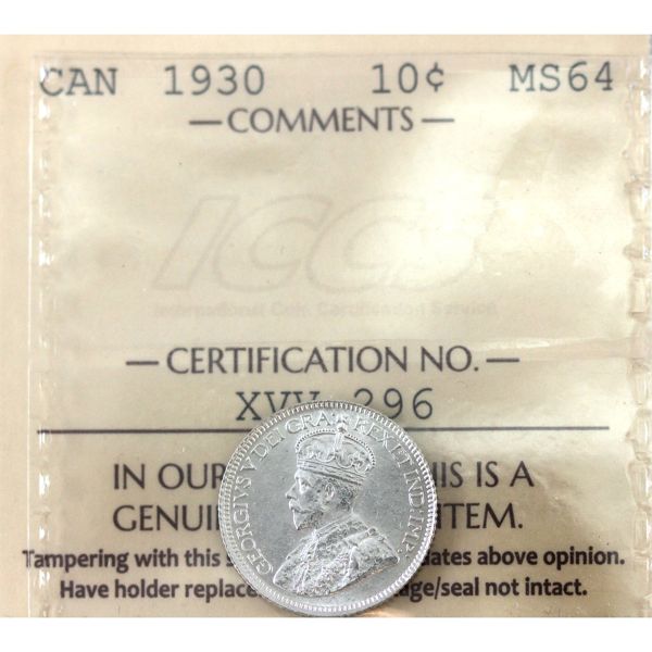 10-cent 1930 ICCS MS64