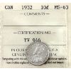 Image 1 : 10-cent 1932 ICCS MS63