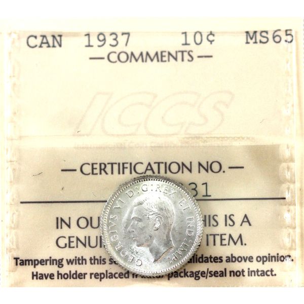 10-cent 1937 ICCS MS65