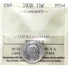 Image 1 : 10-cent 1938 ICCS MS64