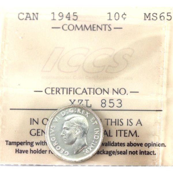 10-cent 1945 ICCS MS65