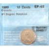 Image 1 : Error 10-cent 1989 90 Degree Rotation CCCS EF45 