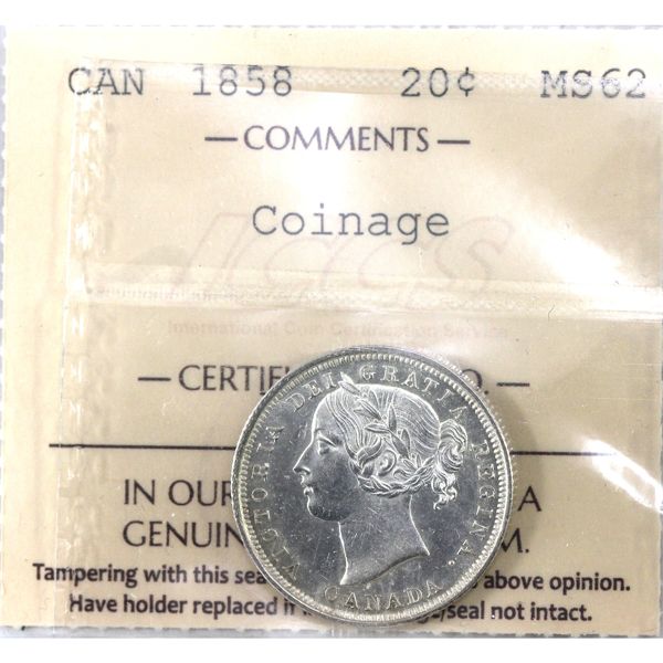 20-cent 1858 Coinage ICCS MS62