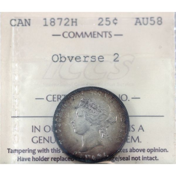 25-cent 1872H Obverse 2 ICCS AU58