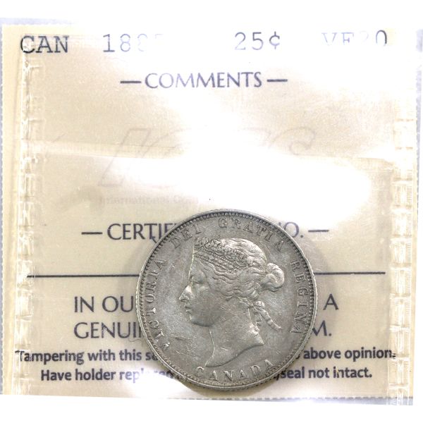 25-cent 1885 ICCS VF20