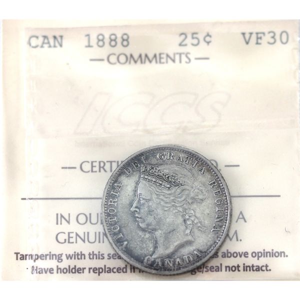 25-cent 1888 ICCS VF30