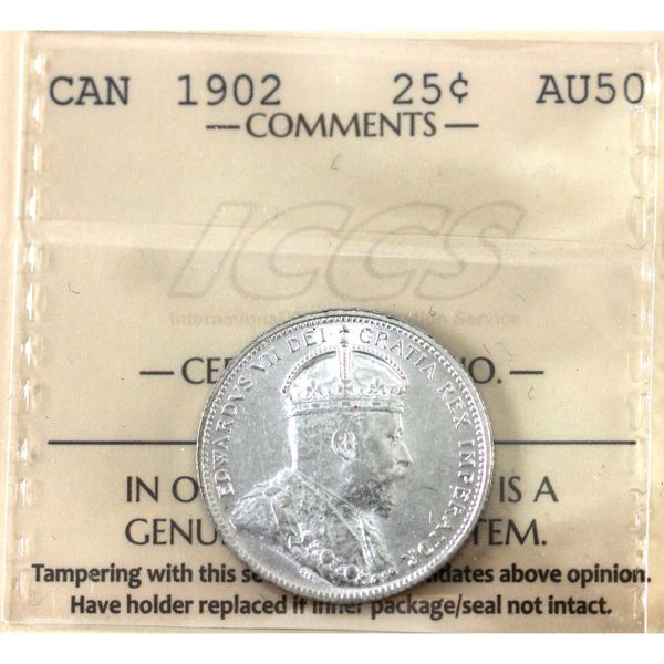 25-cent 1902 ICCS AU50