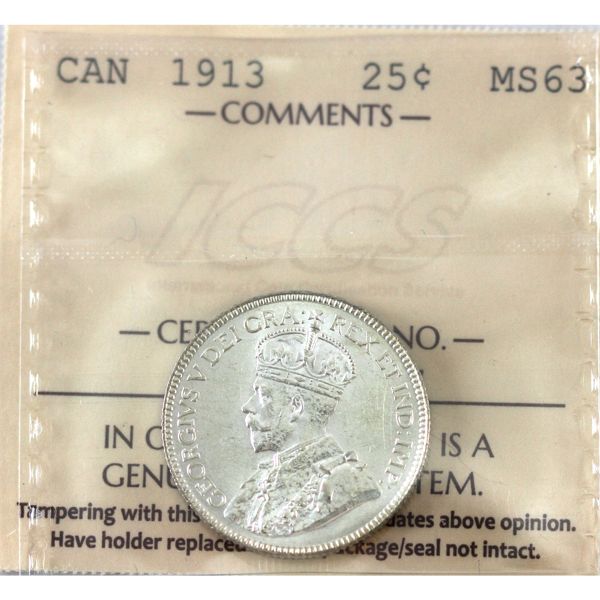 25-cent 1913 ICCS MS63
