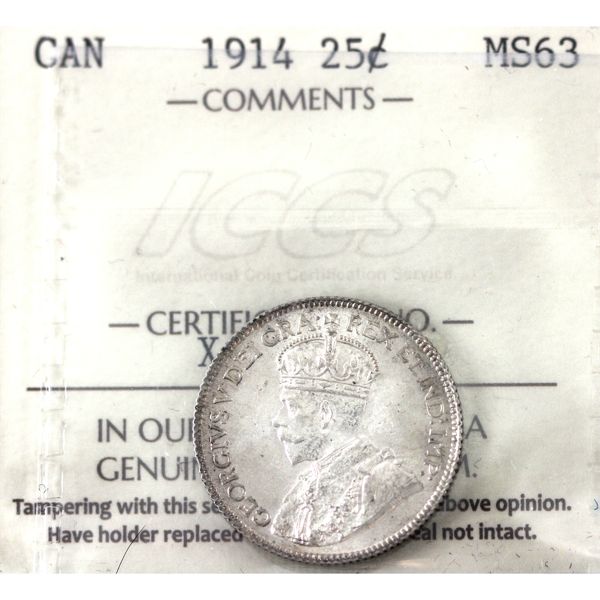 25-cent 1914 ICCS MS63