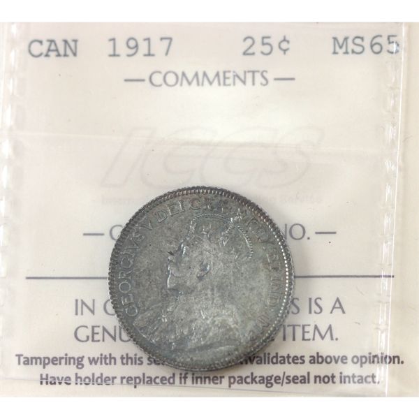 25-cent 1917 ICCS MS65