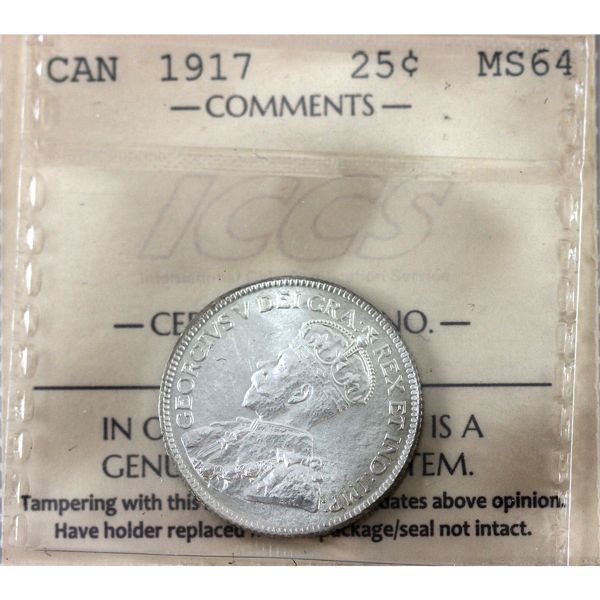 25-cent 1917 ICCS MS64