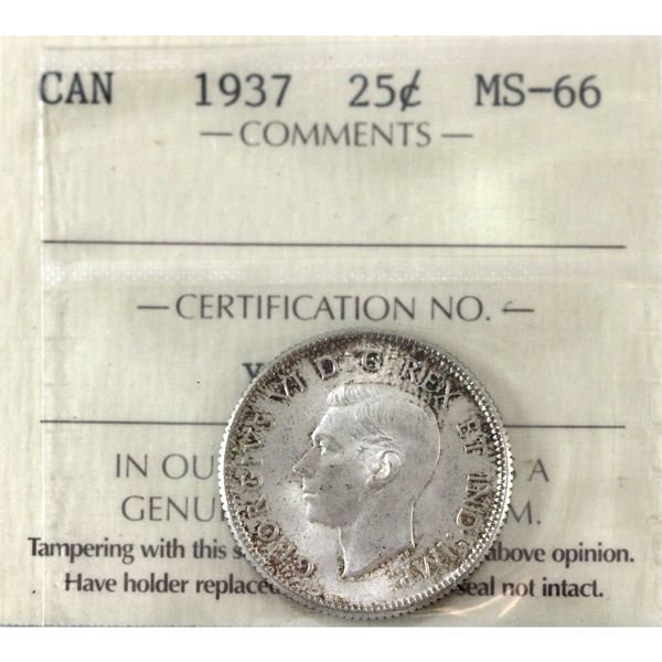 25-cent 1937 ICCS MS66