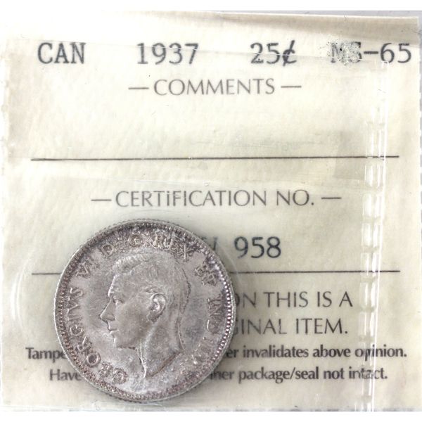 25-cent 1937 ICCS MS65
