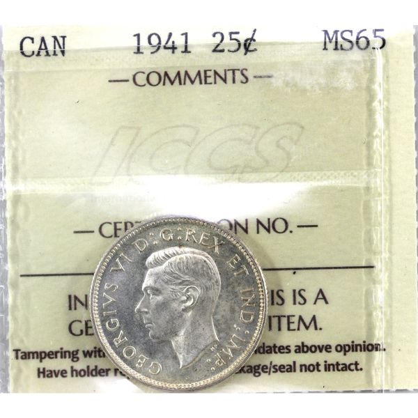 25-cent 1941 ICCS MS65
